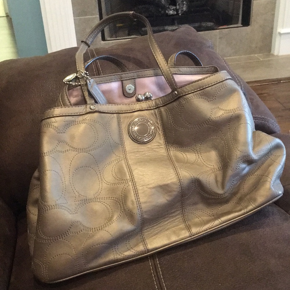 Pewter coach satchel